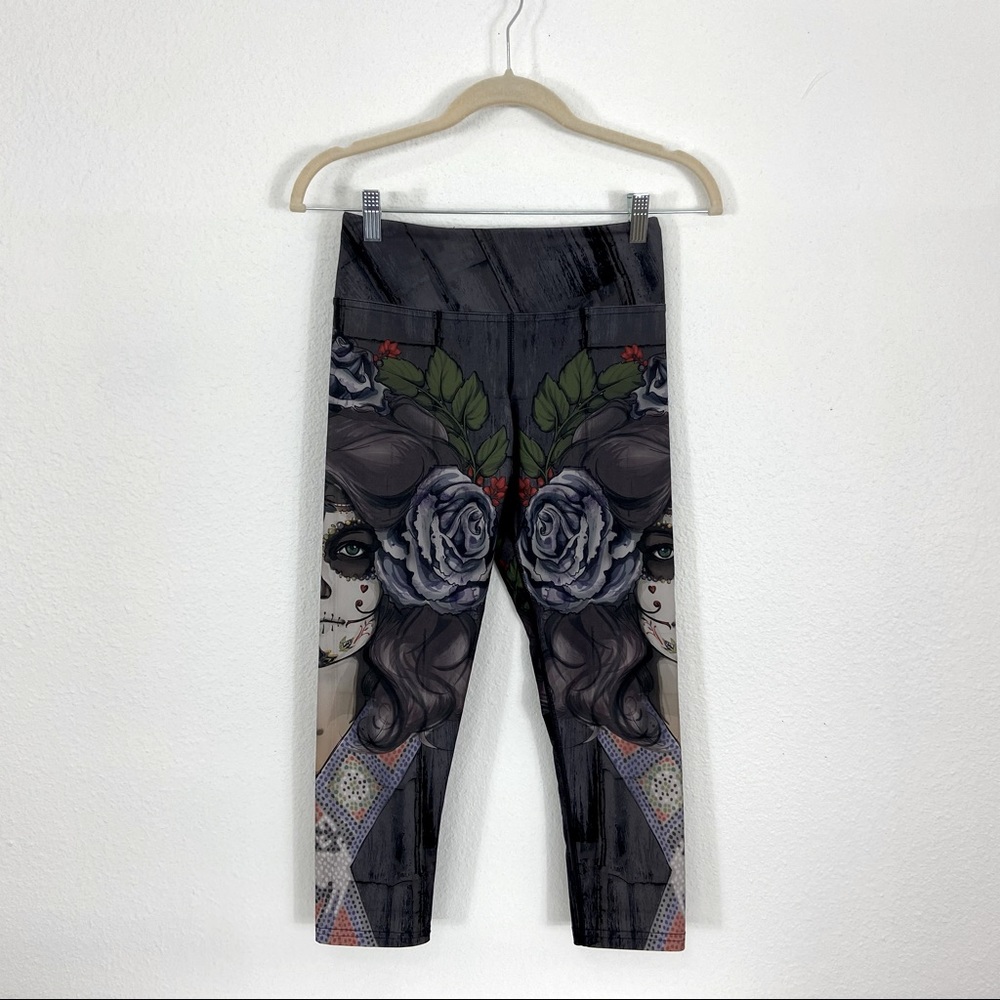 Eagle Rock Werkshop Cropped Leggings, Sugar Skull Print
